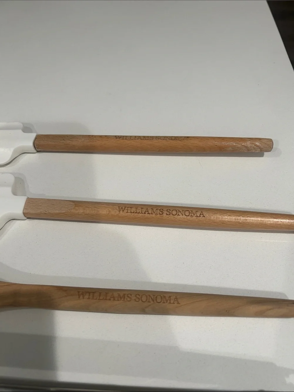 Williams Sonoma White & Natural Silicone Spatula and Wooden Spoon Set